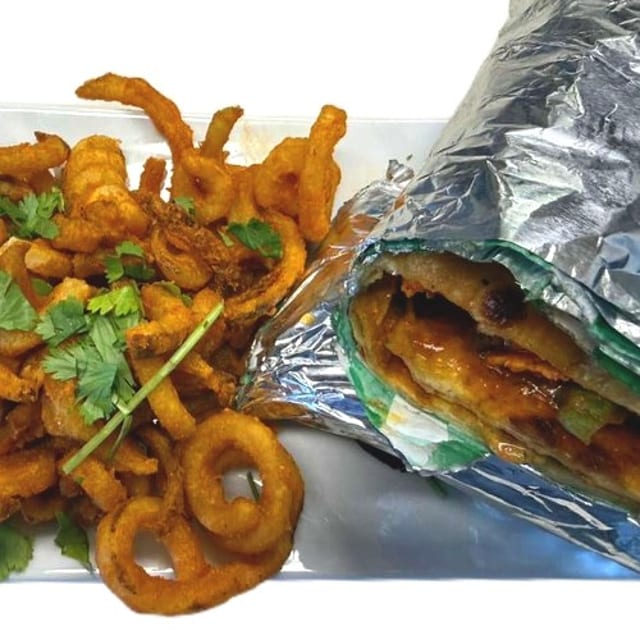 Paneer Wrap & Fries.