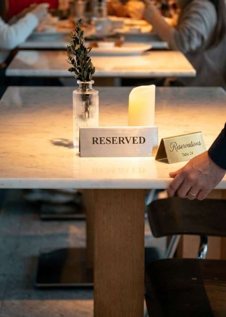 restaurant table reserved signs